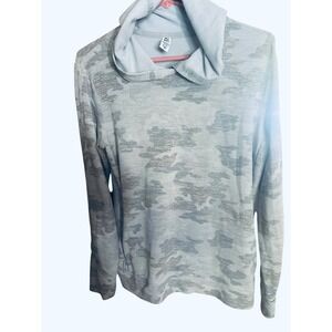 Athleta Girl Camo Hoodie Grey Camouflage Long Sleeve Top XXL 16
